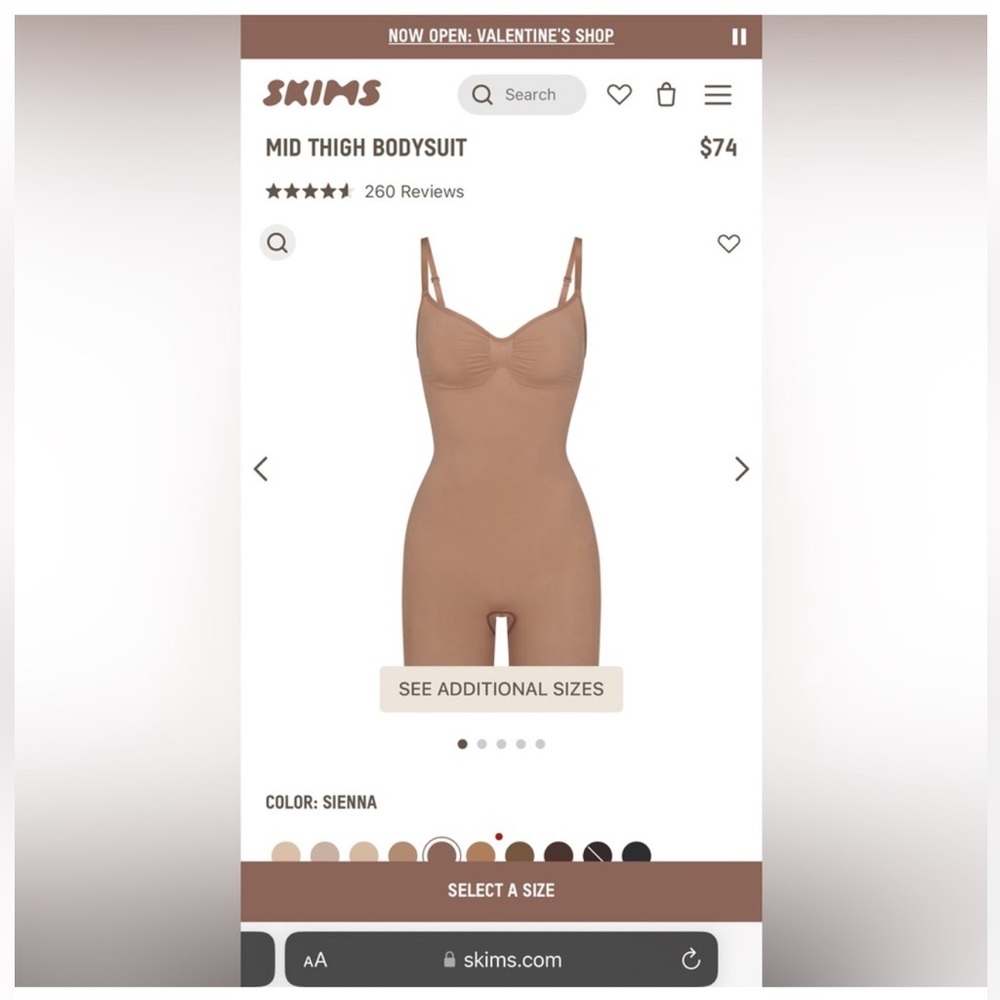 SKIMS sculpting body suit NWOT mid thigh - Picture 3 of 7